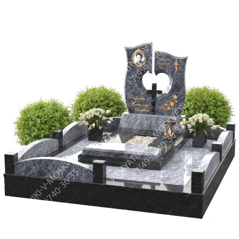 Гранитное одиночное надгробие с крестом АР1669